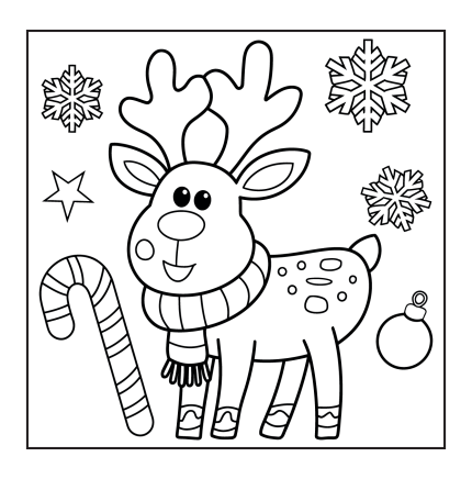 Christmas Reindeer Coloring Page for Kids