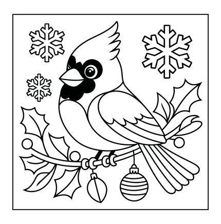 Christmas Bird Coloring Page