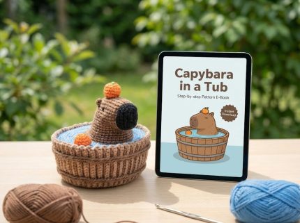 Capybara in a Tub Crochet Pattern amigurumi toy.