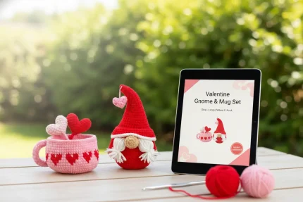 Gnome Cups Crochet Pattern storage decor.