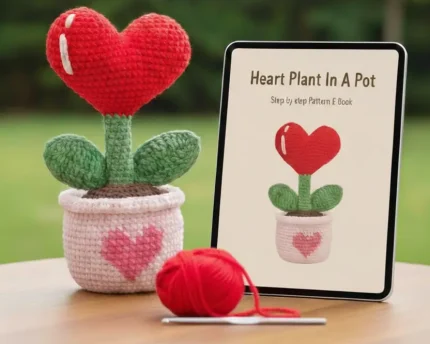 Heart Plant in a Pot Crochet Pattern amigurumi decor
