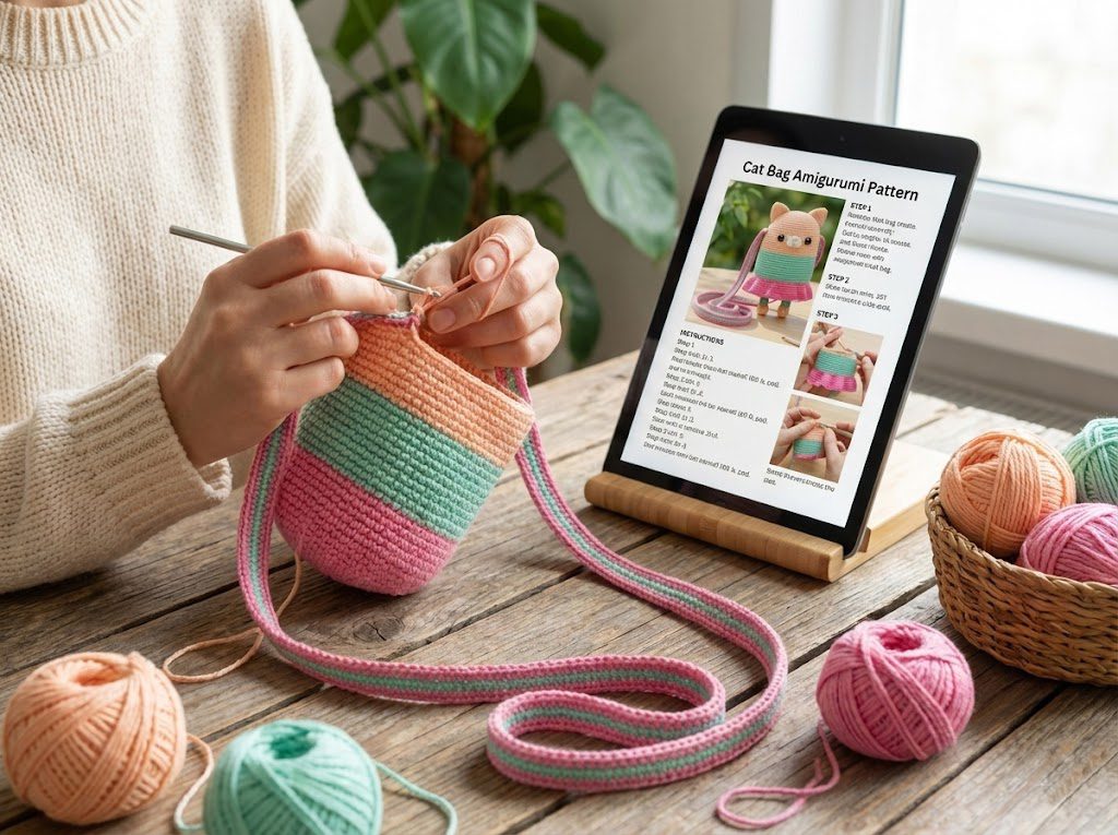 Cat Bag Crochet Pattern accessory purse.