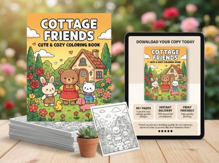 Cottage Friends - Cute & Cozy Coloring Book animals