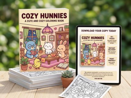 Cozy Hunnies - A Cute and Cozy Coloring Book animals