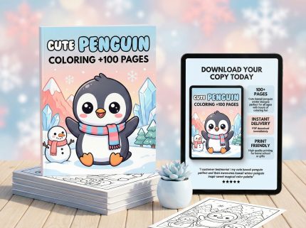 Cute Penguin Coloring Book kawaii winter