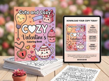 Easy Cozy Valentine's Coloring Pages hearts