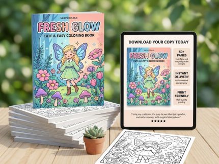 Fresh Glow - Cute & Easy Coloring Book by Southern Lotus.