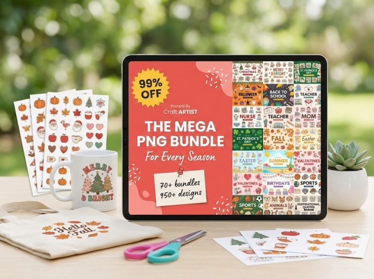 The Mega PNG Bundle sublimation designs.