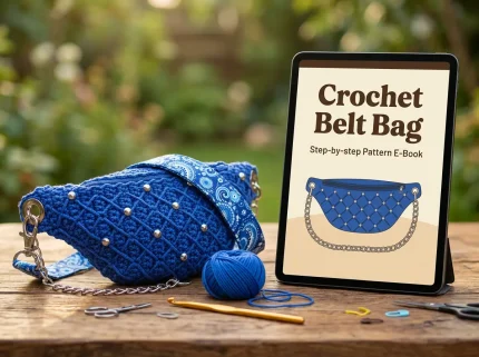 Beaded Lattice Crochet Belt Bag Pattern studded blue fanny pack