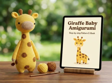 Giraffe Baby Amigurumi Crochet Pattern finished safari toy