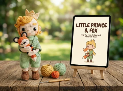 Little Prince with Fox Amigurumi Pattern finished storybook doll