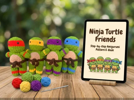 Martial Arts Turtle Amigurumi Pattern finished plushie