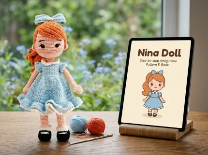 Nina Doll Crochet Pattern finished amigurumi girl