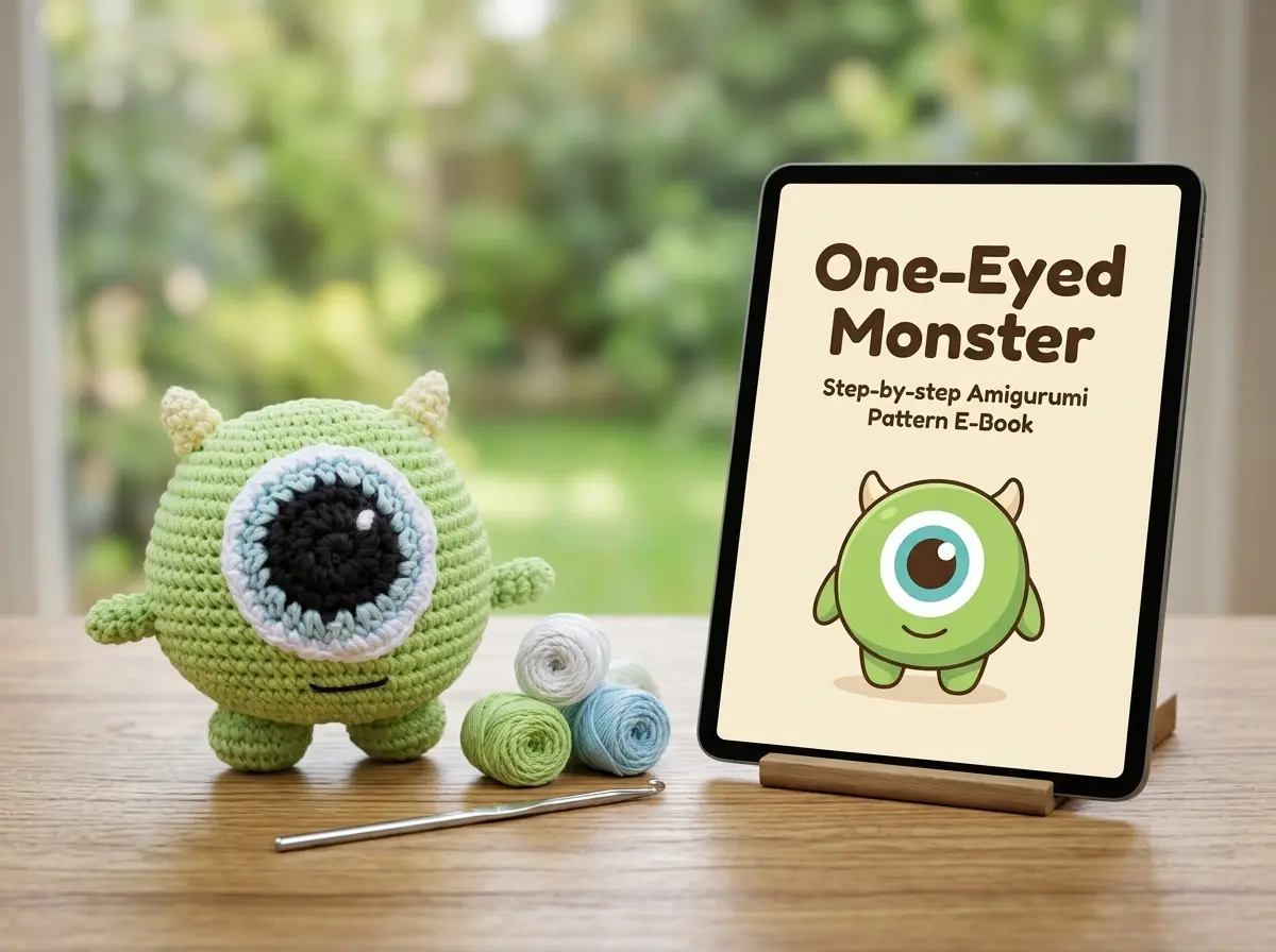 One-Eyed Green Monster Amigurumi One-Eyed Green Monster Amigurumi finished plushie