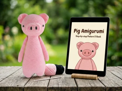 PINK PIG Amigurumi Pattern finished toy.