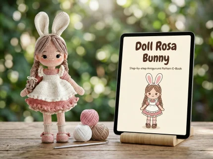 Rosie Doll Crochet Pattern finished amigurumi.