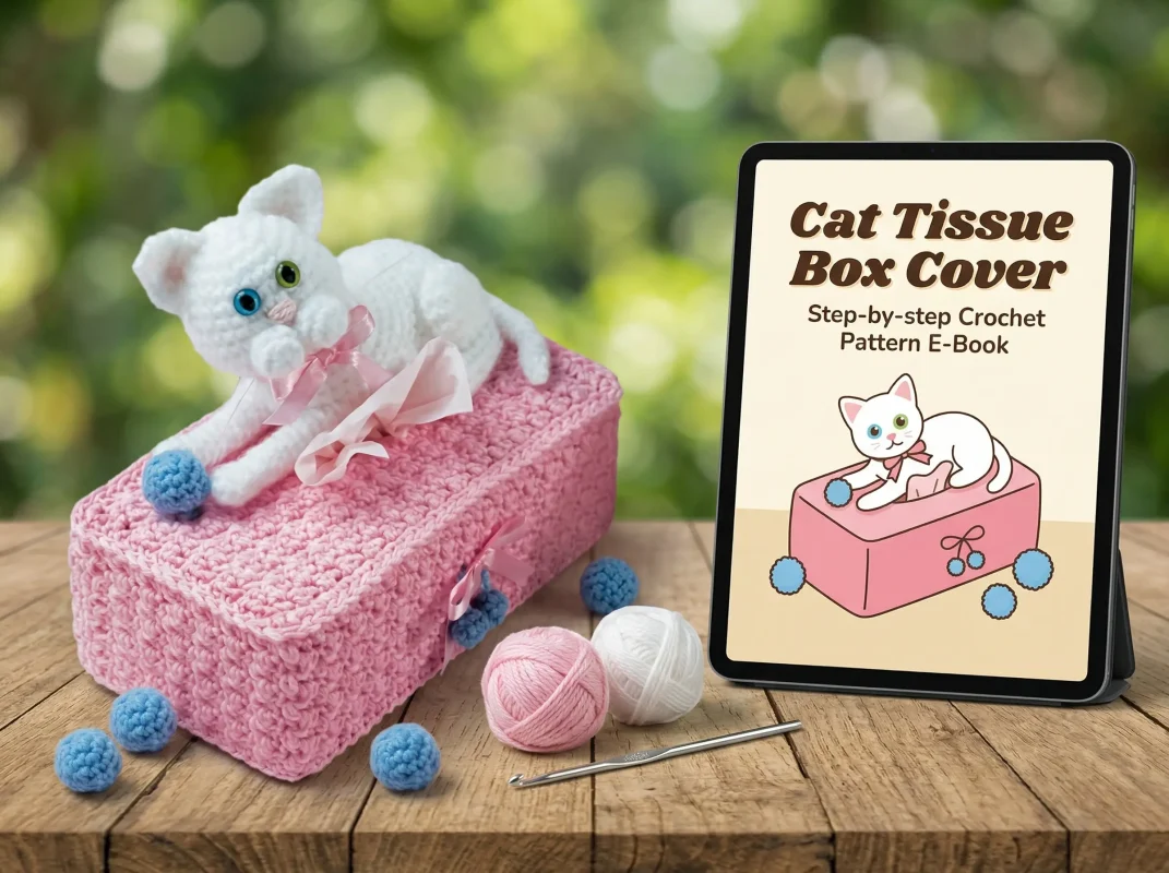 Cat Tissue Box Cover Crochet Pattern: Step-by-Step PDF