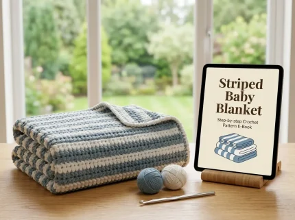 Striped Baby Blanket Pattern finished crochet project